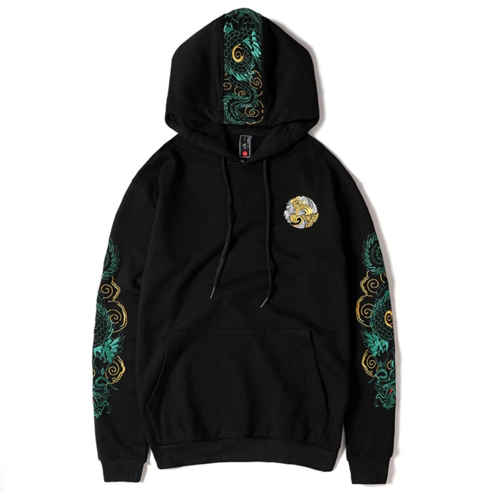 Dragon Embroidery Unisex Oriental Hoodie
Cotton Loose Fit Sweatshirt Lunar Year